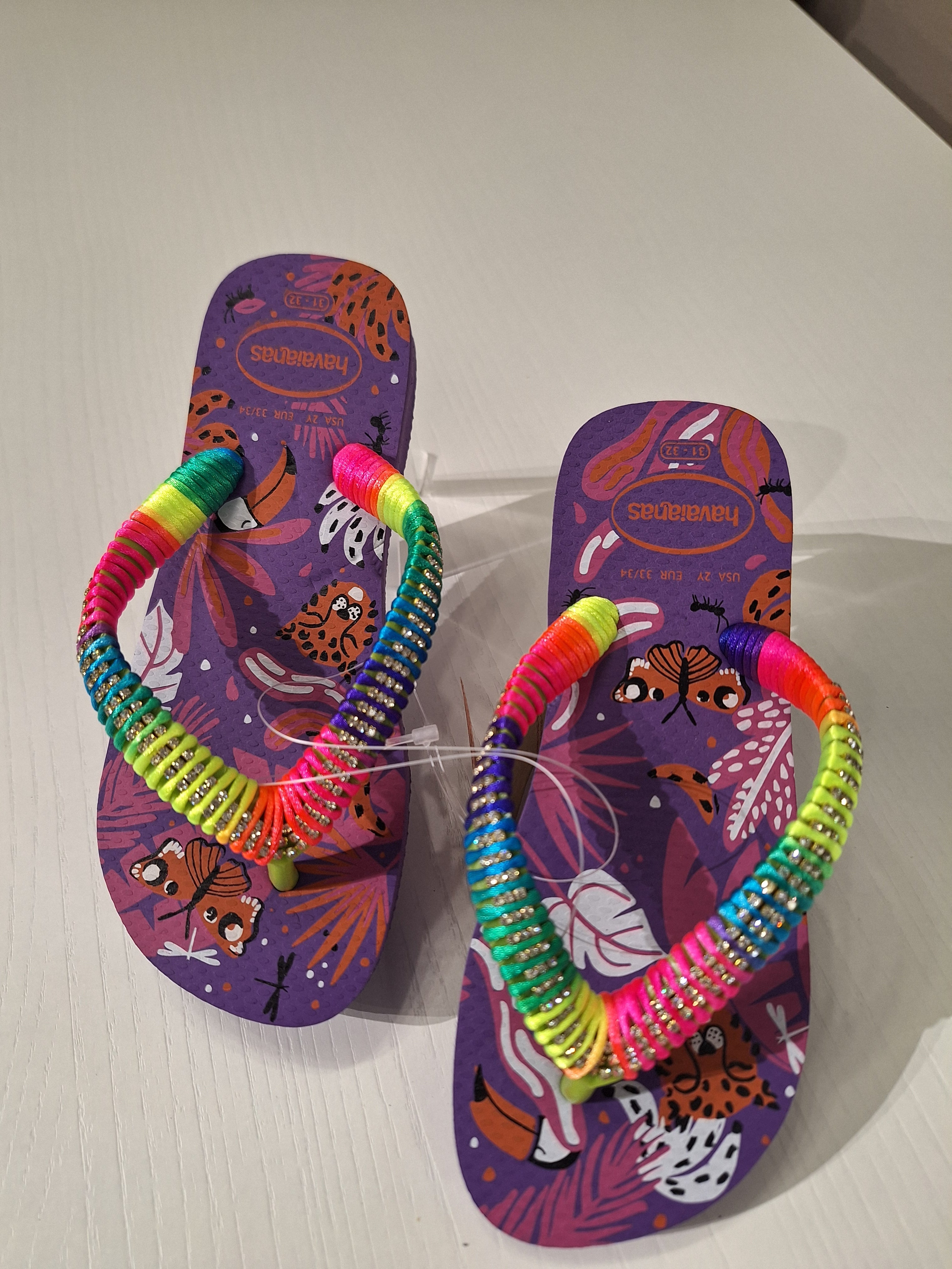 Chanclas infantiles Strass Dark Purple/Lemon