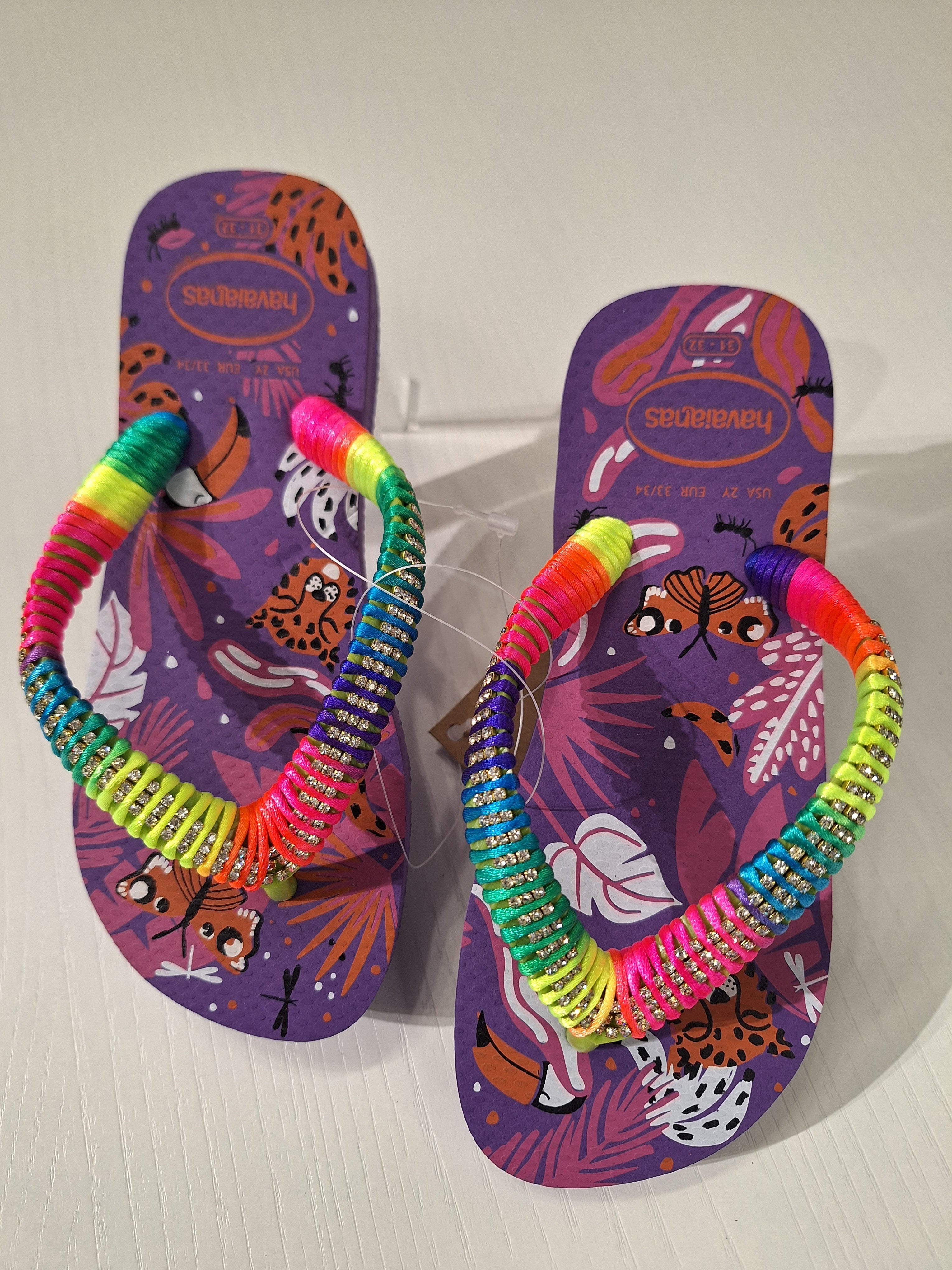 Chanclas infantiles Strass Dark Purple/Lemon