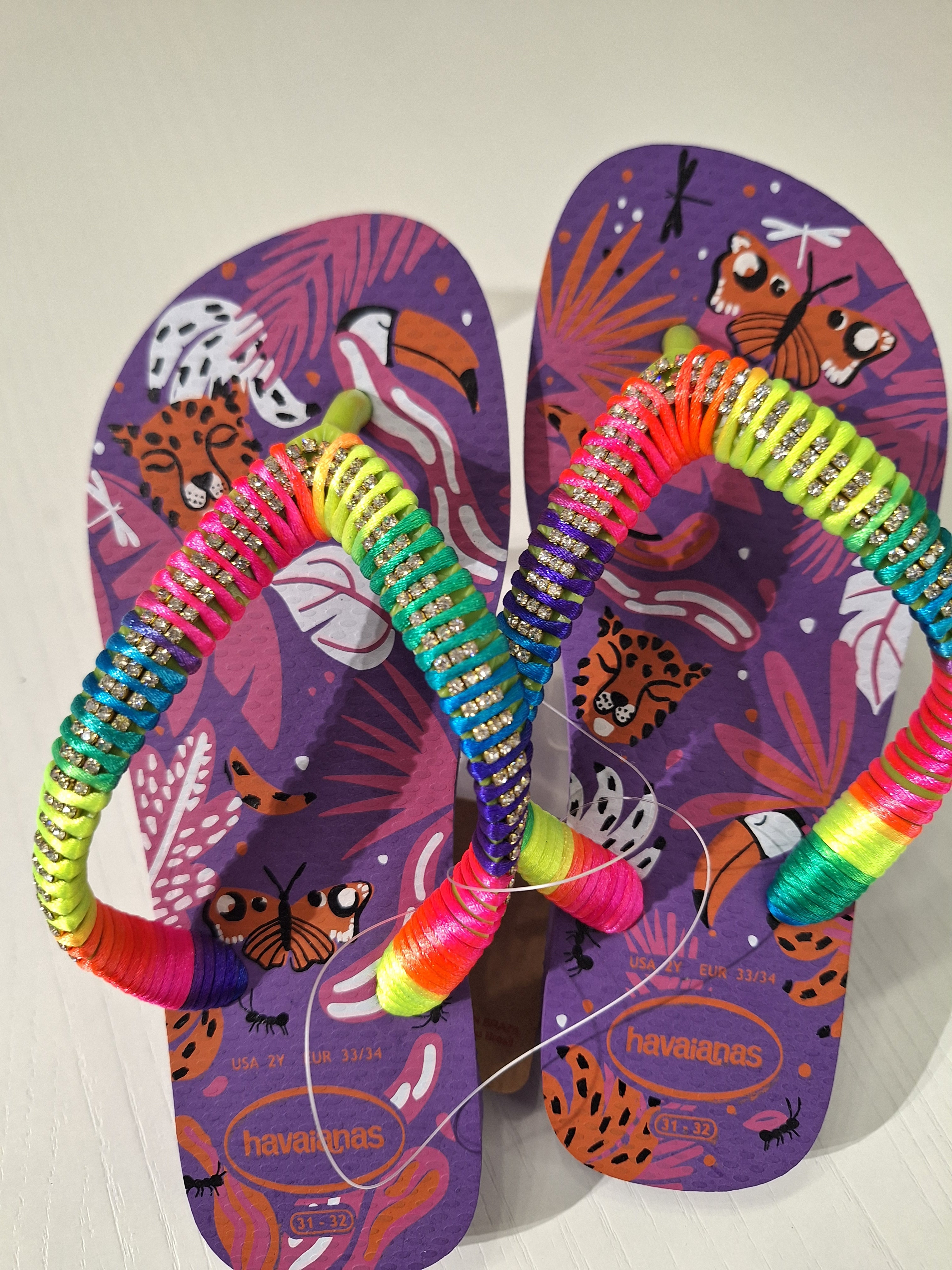 Chanclas infantiles Strass Dark Purple/Lemon