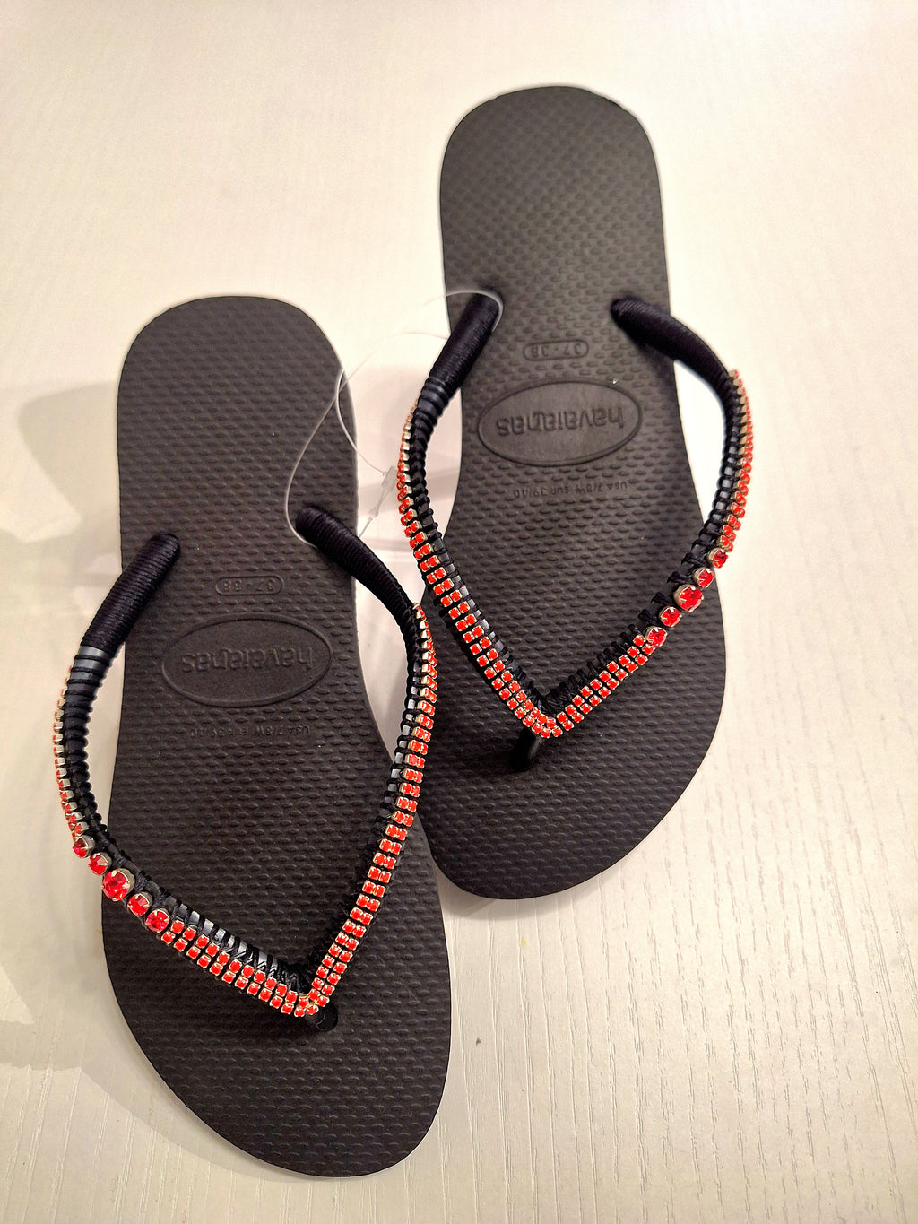 Chanclas Strass y Chatones Rojos Swarovski