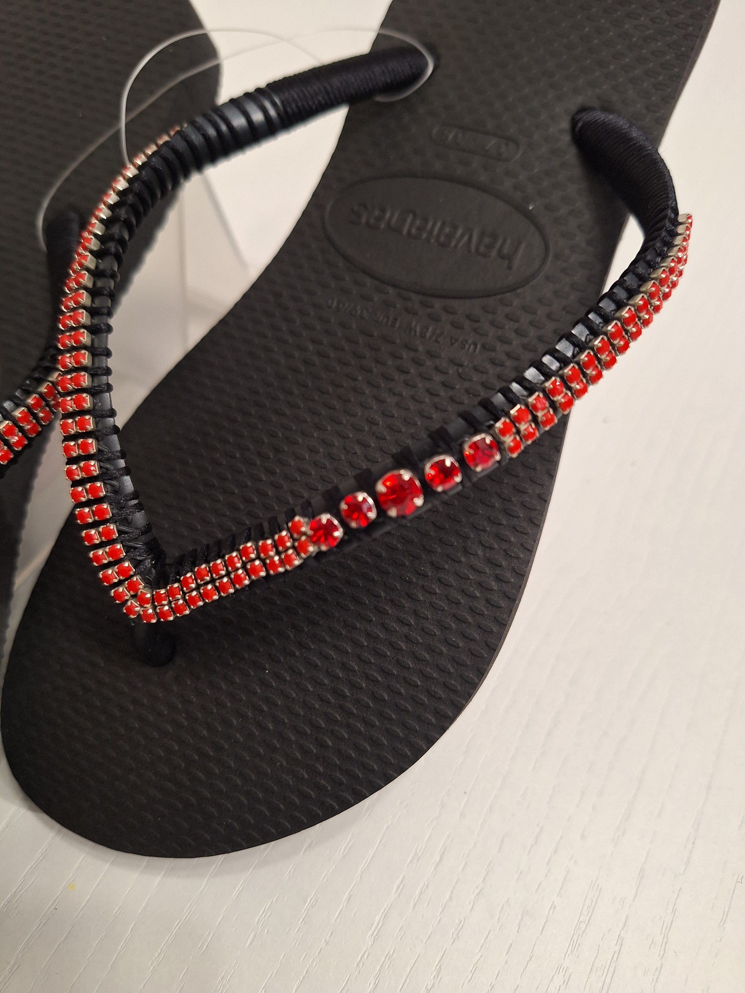 Chanclas Strass y Chatones Rojos Swarovski