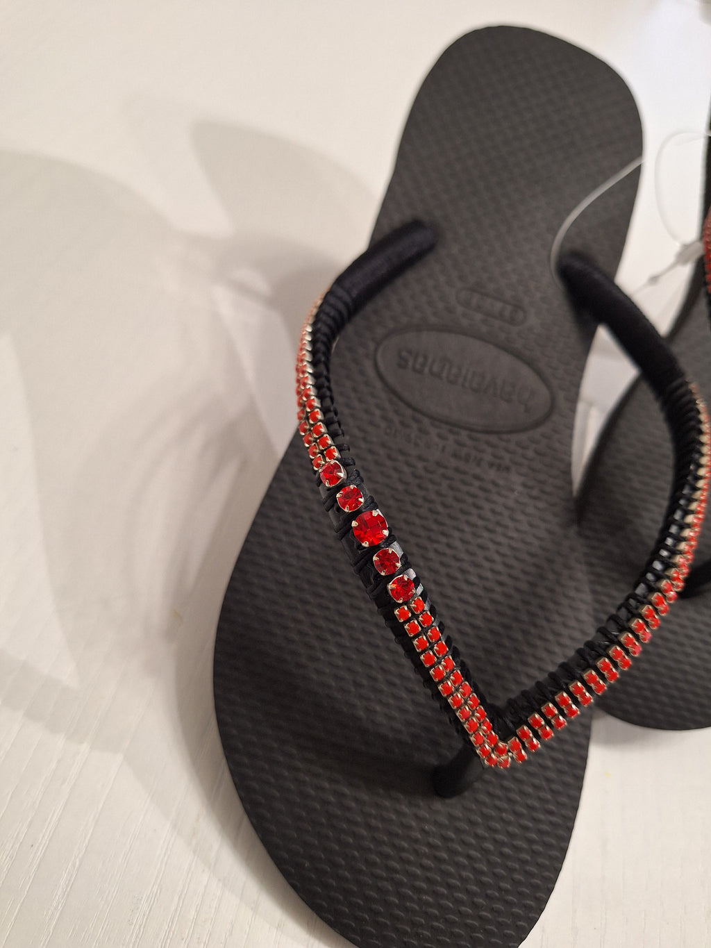Chanclas Strass y Chatones Rojos Swarovski