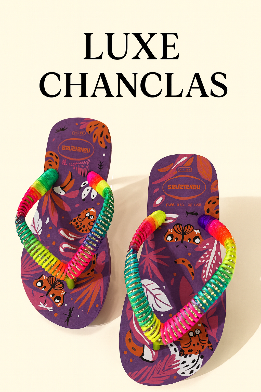 Chanclas infantiles Strass Dark Purple/Lemon