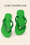 Chanclas infantiles Strass y pedreria Verde Salvia